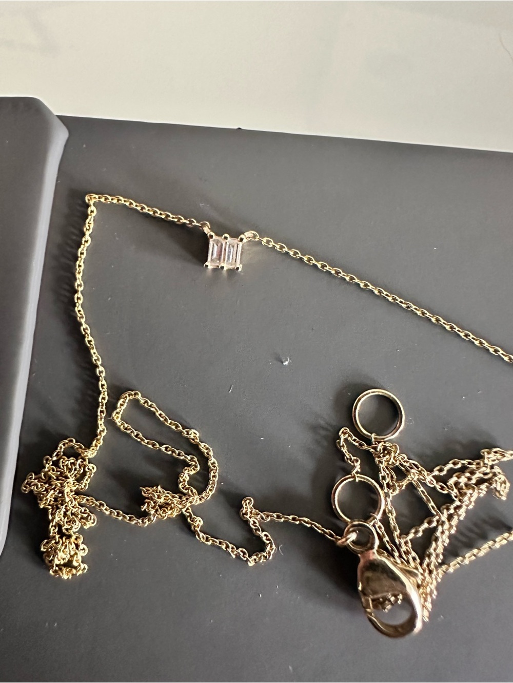 Dana Rebecca Designs Gold Chain Necklace with Baguette Crystal - Picture 2 of 7